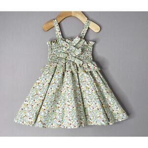 Maison Me Cream Floral Sleeveless Cotton Naomi Dress w/Bow Trim Girls 2 Yrs